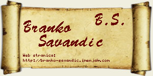 Branko Savandić vizit kartica